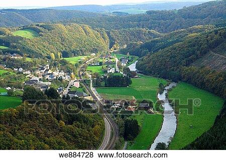 Michelau town and landscape near Boursheid castle Luxembourg, October 2006 View Large Photo Image Stock Photo - Michelau town and landscape near Boursheid castle Luxembourg, October 2006. Fotosearch