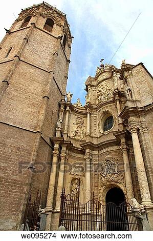 Picture - Miguelete bell tower and cathedral Valencia city Spain. Fotosearch