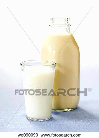 Milk bottle and glass View Large Photo Image Stock Image - Milk bottle and glass. Fotosearch