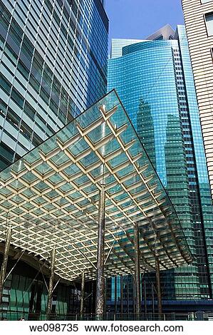 Modern design of office buildings with curved canopy in the Shiodome district of Tokyo Japan View Large Photo Image Stock Photography - Modern design of office buildings with curved canopy in the Shiodome district of Tokyo Japan. Fotosearch