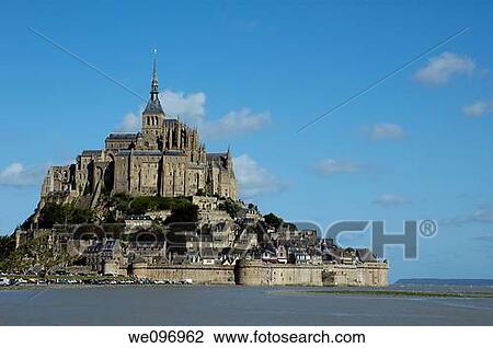 Mont st michel abbey and ramparts emerging from the sea View Large Photo Image Stock Image - Mont st michel abbey and ramparts emerging from the sea. Fotosearch