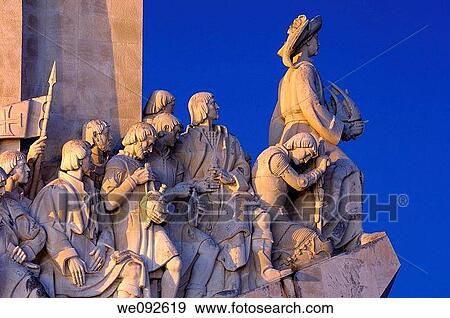 Monument to the Discoveries at Dusk, Padrao dos Descobrimentos, Belem, Lisbon, Portugal View Large Photo Image Stock Photo - Monument to the Discoveries at Dusk, Padrao dos Descobrimentos, Belem, Lisbon, Portugal. Fotosearch