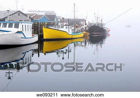 Moored boats in fog at Fishermans Cove Eastern Passage Halifax Nova Scotia View Large Photo Image Stock Image - Moored boats in fog at Fishermans Cove Eastern Passage Halifax Nova Scotia. Fotosearch
