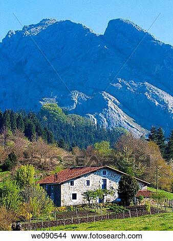 Mount Untxillaitz (936 Mts) and farmhouse. Urkiola Natural Park. Vizcaya. Basque Country. Spain. View Large Photo Image Picture - Mount Untxillaitz (936 Mts) and farmhouse. Urkiola Natural Park. Vizcaya. Basque Country. Spain.. Fotosearch