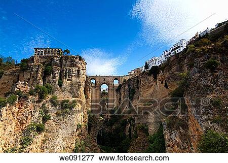 Stock Photo - New Bridge of Ronda. Malaga. Andalucia. Spain.. Fotosearch