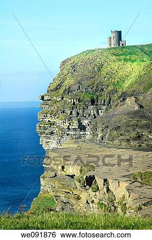 Stock Photograph - O? briens tower at the cliffs of moher. Fotosearch