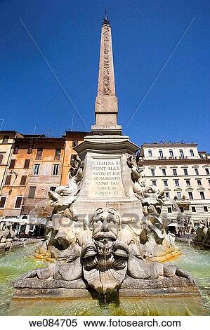 Stock Photography - Obelisk and fountain in Piazza della Rotonda, Rome, Italy. Fotosearch