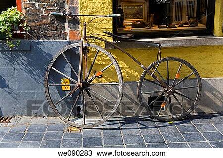 Stock Image - old wooden bicycle. Fotosearch