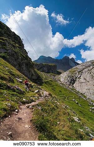 Stock Image - On the way to the? ibon? (lake with glacial origin) of Estanes, Pyrenees mountains. Huesca province, Aragon, Spain. Fotosearch