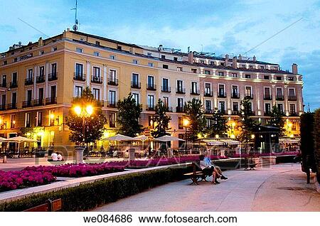 Oriente Square at evening. Madrid, Spain. View Large Photo Image Stock Photograph - Oriente Square at evening. Madrid, Spain.. Fotosearch