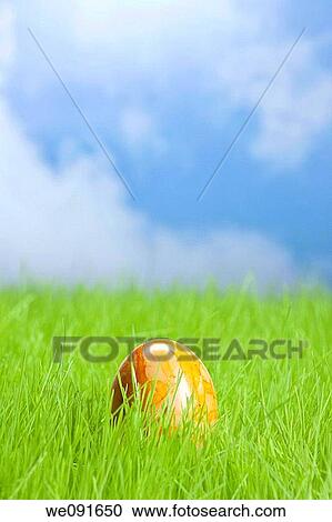 Osterei im Gras mit Himmel / Easter egg on the grassland and the heaven in the background View Large Photo Image Stock Image - Osterei im Gras mit Himmel / Easter egg on the grassland and the heaven in the background. Fotosearch