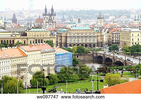 Overlook mala stana and Charles bridge from hradcany castle gardens. Prague. Czech Republic. View Large Photo Image Stock Photo - Overlook mala stana and Charles bridge from hradcany castle gardens. Prague. Czech Republic.. Fotosearch