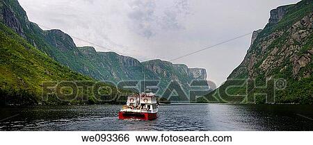 Panorama of boat tour on Western Brook Pond with steep cliff fjords at Gros Morne National Park Newfoundland View Large Photo Image Stock Photograph - Panorama of boat tour on Western Brook Pond with steep cliff fjords at Gros Morne National Park Newfoundland. Fotosearch