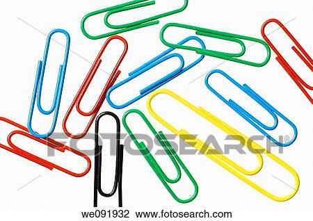 Stock Image - Paper clips on white background. Fotosearch