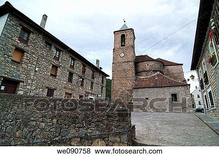 Parish church of San Martin, Echo village, Valle de Hecho. Huesca province, Aragon, Spain View Large Photo Image Stock Photo - Parish church of San Martin, Echo village, Valle de Hecho. Huesca province, Aragon, Spain. Fotosearch