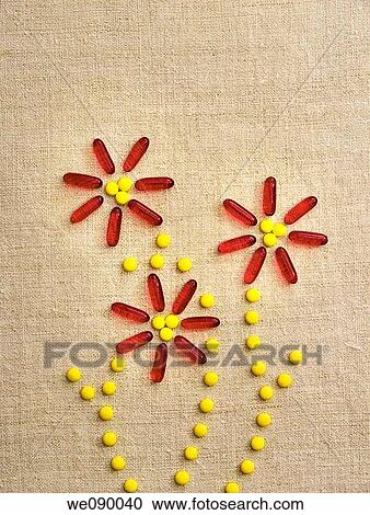 Stock Image - Picture with pills and capsules. Fotosearch