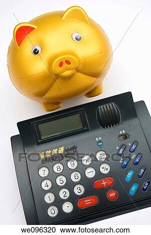 Piggy bank and calculator View Large Photo Image Stock Image - Piggy bank and calculator. Fotosearch
