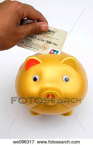 Piggy bank and Credit card View Large Photo Image Stock Photo - Piggy bank and Credit card. Fotosearch