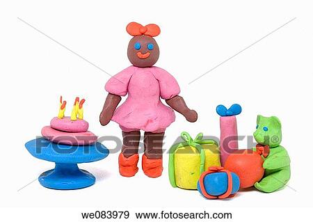 Plasticine figurines. Birthday girl. View Large Photo Image Stock Photo - Plasticine figurines. Birthday girl.. Fotosearch