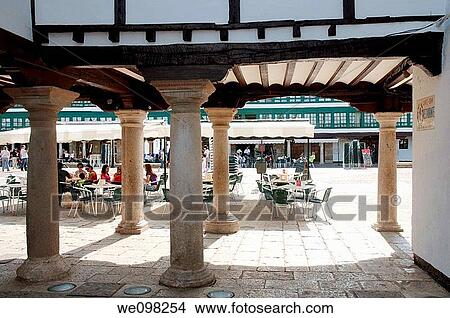 Plaza Mayor from the arcade. Almagro, Ciudad Real province, Castilla La Mancha, Spain. View Large Photo Image Picture - Plaza Mayor from the arcade. Almagro, Ciudad Real province, Castilla La Mancha, Spain.. Fotosearch
