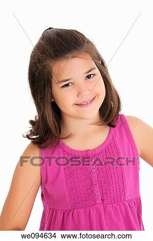 Portrait of a cute eight year old girl View Large Photo Image Picture - Portrait of a cute eight year old girl. Fotosearch