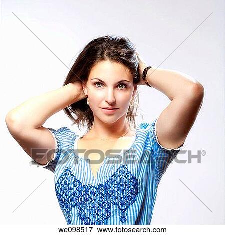 Stock Photo - portrait of beautiful brunette. Fotosearch