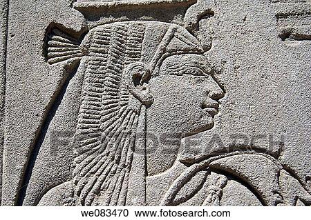 Stock Image - Portrait of Nefertari, Medinet Habu temple, Luxor, Egypt. Fotosearch