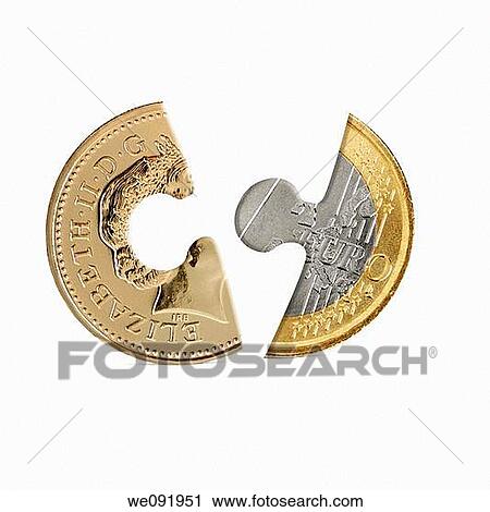 Pound coin and Euro coin as two halves of jigsaw View Large Photo Image Stock Image - Pound coin and Euro coin as two halves of jigsaw. Fotosearch
