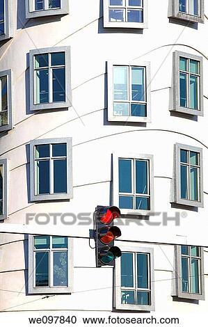 prague, czech republic - detail of the dancing house and traffic light View Large Photo Image Stock Image - prague, czech republic - detail of the dancing house and traffic light. Fotosearch