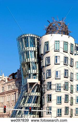 prague, czech republic - detail of the dancing house and traffic light View Large Photo Image Stock Photo - prague, czech republic - detail of the dancing house and traffic light. Fotosearch