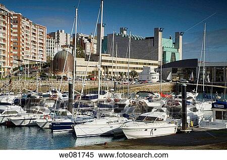 Stock Photography - Puerto Chico and Palacio de Festivales, Santander, Cantabria, Spain. Fotosearch
