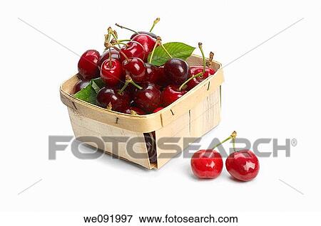 Punnet of fresh cherries View Large Photo Image Stock Photo - Punnet of fresh cherries. Fotosearch