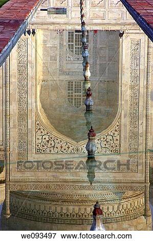 Reflection of the Taj Mahal, Agra, India View Large Photo Image Stock Photo - Reflection of the Taj Mahal, Agra, India. Fotosearch