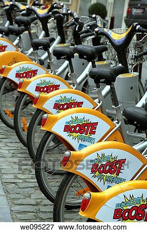 Renting bikes in Belgium View Large Photo Image Stock Photo - Renting bikes in Belgium. Fotosearch