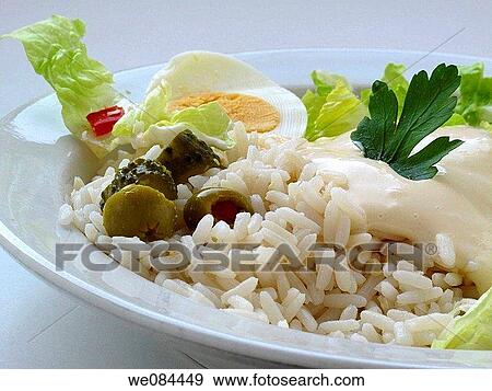 Rice salad with mayonnaise View Large Photo Image Stock Photo - Rice salad with mayonnaise. Fotosearch