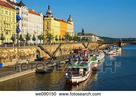 Riverside Prague Czech Republic Europe View Large Photo Image Stock Image - Riverside Prague Czech Republic Europe. Fotosearch
