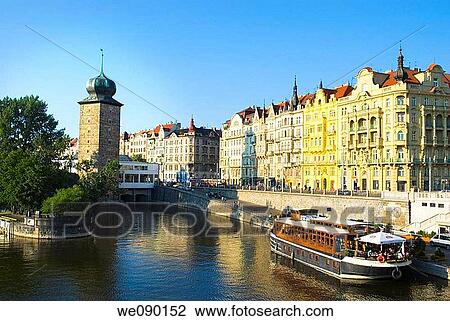 Riverside Prague Czech Republic Europe View Large Photo Image Stock Image - Riverside Prague Czech Republic Europe. Fotosearch