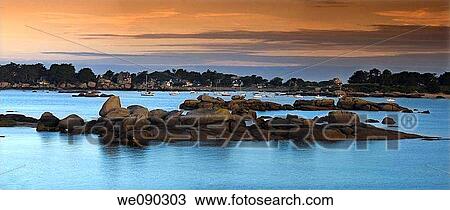 Rocky coast. Ploumanach. Pink granite coast. Perros-Guirec (Breton: Perroz-Gireg) is a commune in the C? tes-d? Armor department in Bretagne in northwestern France, Europe. View Large Photo Image Stock Image - Rocky coast. Ploumanach. Pink granite coast. Perros-Guirec (Breton: Perroz-Gireg) is a commune in the C? tes-d? Armor department in Bretagne in northwestern France, Europe.. Fotosearch