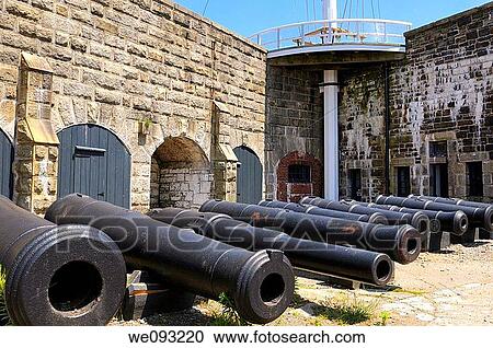 Row of cannons under a signal mast at the Citadel in Halifax Nova Scotia View Large Photo Image Stock Image - Row of cannons under a signal mast at the Citadel in Halifax Nova Scotia. Fotosearch