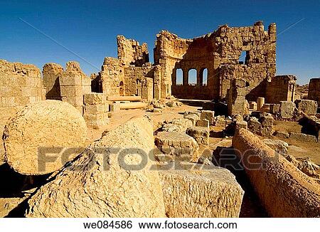 Stock Photograph - Ruins of Resafa (known in Roman times as Sergiopolis), Assyrian period desert city 25km south of Euphrates, Syria. Fotosearch