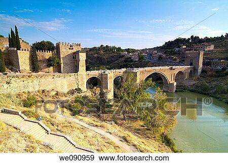 San Martin Bridge on the River Tajo. Toledo. Castilla la Mancha. Spain. View Large Photo Image Stock Photo - San Martin Bridge on the River Tajo. Toledo. Castilla la Mancha. Spain.. Fotosearch