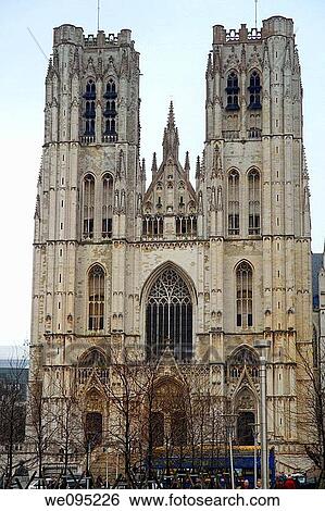 Santa Gudula cathedral Brussels Belgium Europe View Large Photo Image Stock Photograph - Santa Gudula cathedral Brussels Belgium Europe. Fotosearch