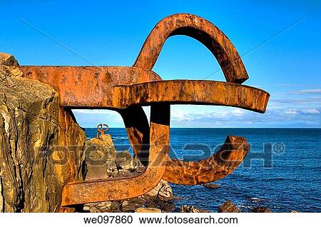 Sculpture by Eduardo Chillida ôEl Peine del Vientoö, San Sebastißn, Guipuzcoa, Basque Country, Spain View Large Photo Image Stock Image - Sculpture by Eduardo Chillida ôEl Peine del Vientoö, San Sebastißn, Guipuzcoa, Basque Country, Spain. Fotosearch
