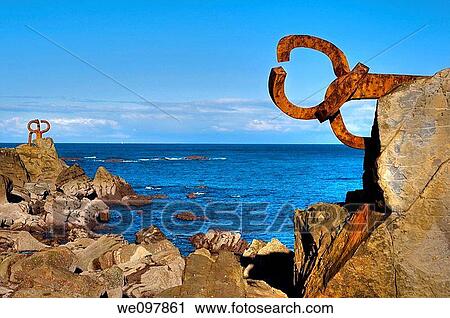 Sculpture by Eduardo Chillida ôEl Peine del Vientoö, San Sebastißn, Guipuzcoa, Basque Country, Spain View Large Photo Image Stock Image - Sculpture by Eduardo Chillida ôEl Peine del Vientoö, San Sebastißn, Guipuzcoa, Basque Country, Spain. Fotosearch