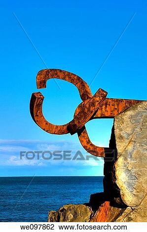 Sculpture by Eduardo Chillida ôEl Peine del Vientoö, San Sebastißn, Guipuzcoa, Basque Country, Spain View Large Photo Image Stock Image - Sculpture by Eduardo Chillida ôEl Peine del Vientoö, San Sebastißn, Guipuzcoa, Basque Country, Spain. Fotosearch