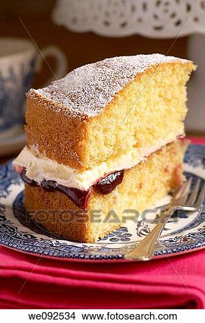 Picture - Slice of Victoria Sponge Cake. Fotosearch