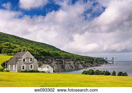 Stock Image - Small village of Capstick at the north tip of Cape Breton Island Nova Scotia. Fotosearch