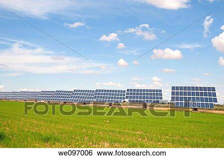 Solar panels. Ciudad Real province, Castilla La Mancha, Spain. View Large Photo Image Stock Photograph - Solar panels. Ciudad Real province, Castilla La Mancha, Spain.. Fotosearch