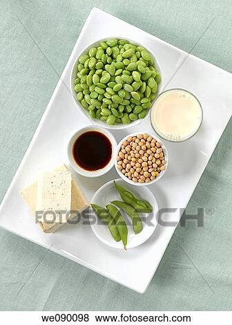 Soy milk, tofu, soy beans, edamame and soy sauce View Large Photo Image Stock Photo - Soy milk, tofu, soy beans, edamame and soy sauce. Fotosearch