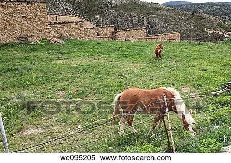 Stock Photography - Spring landscape in the Gudar mountains Rubielos de Mora Teruel province Spain. Fotosearch